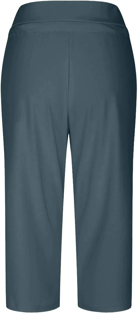 Casual Stretch Capris Pant for Women 2025 Side Pocket Yoga Trouser Straight Leg Summer Sweatpant Lightweight Pants