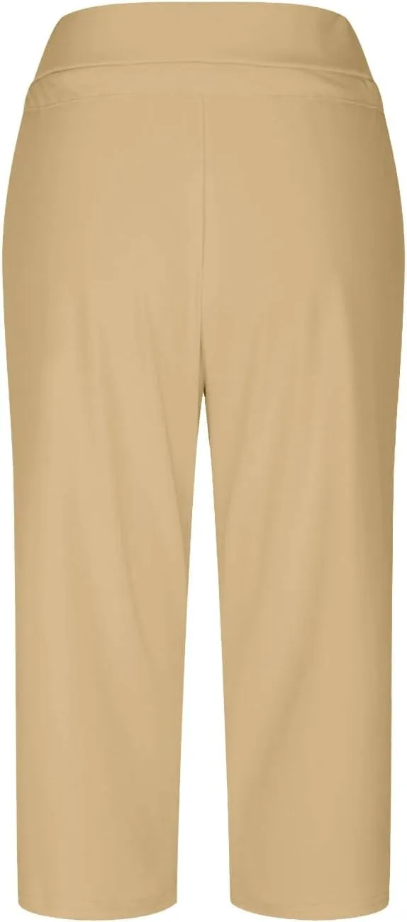 Casual Stretch Capris Pant for Women 2025 Side Pocket Yoga Trouser Straight Leg Summer Sweatpant Lightweight Pants