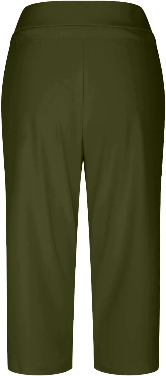 Casual Stretch Capris Pant for Women 2025 Side Pocket Yoga Trouser Straight Leg Summer Sweatpant Lightweight Pants