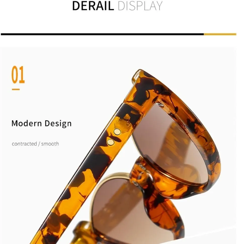 Cat Eye Sunglasses Women Half Frame Trendy Vintage Men Shades Eyewear Luxury Sun Glasses UV400