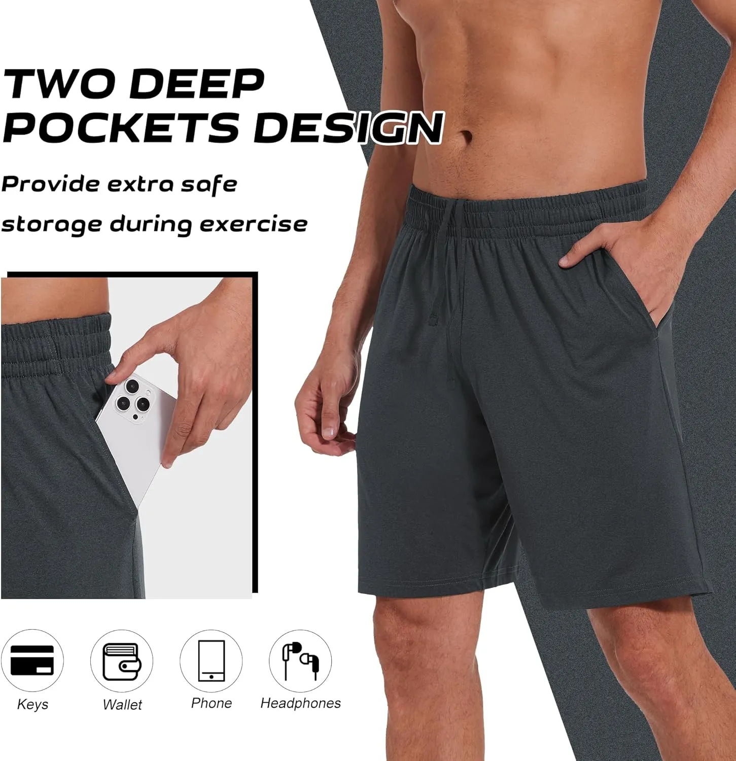 CE' CERDR Mens Athletic Workout Shorts with Pockets and Elastic Waistband Quick Dry Activewear