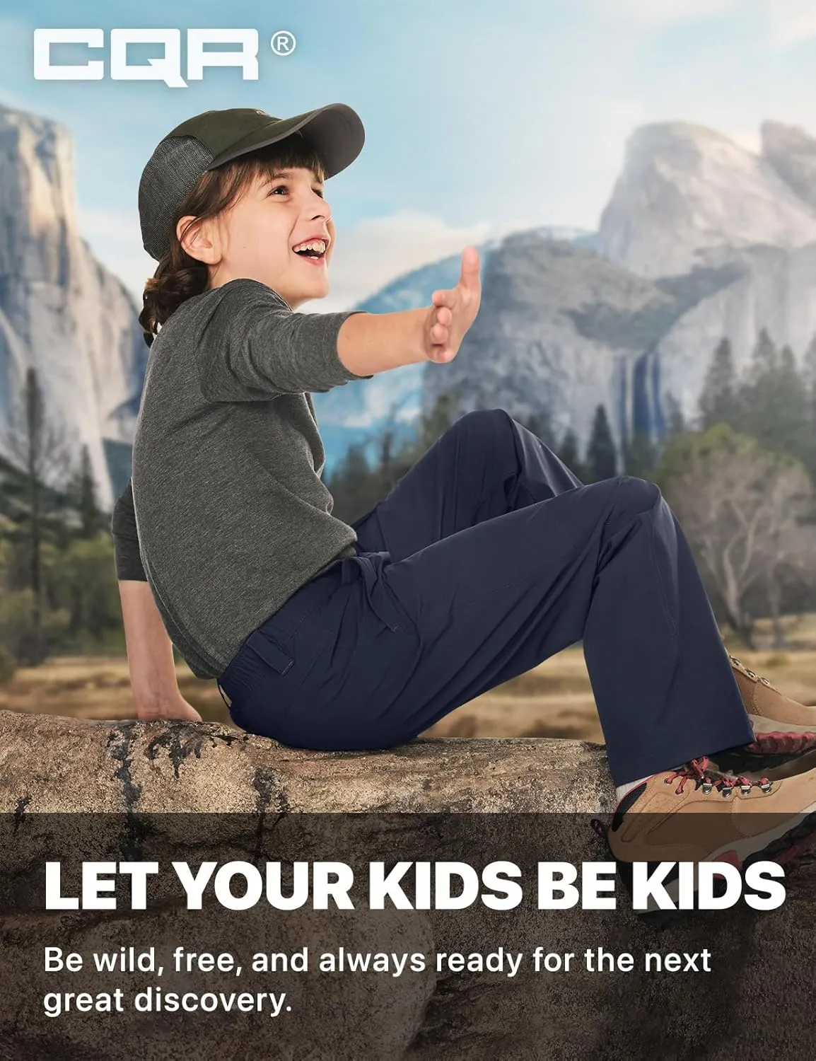 CQR Kids Youth Hiking Cargo Pants, UPF50  Quick Dry Outdoor Camping Pants
