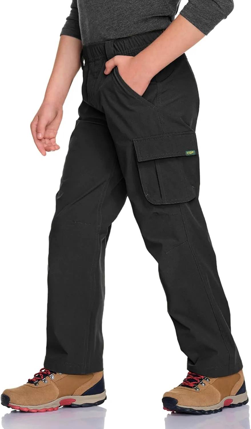 CQR Kids Youth Hiking Cargo Pants, UPF50  Quick Dry Outdoor Camping Pants