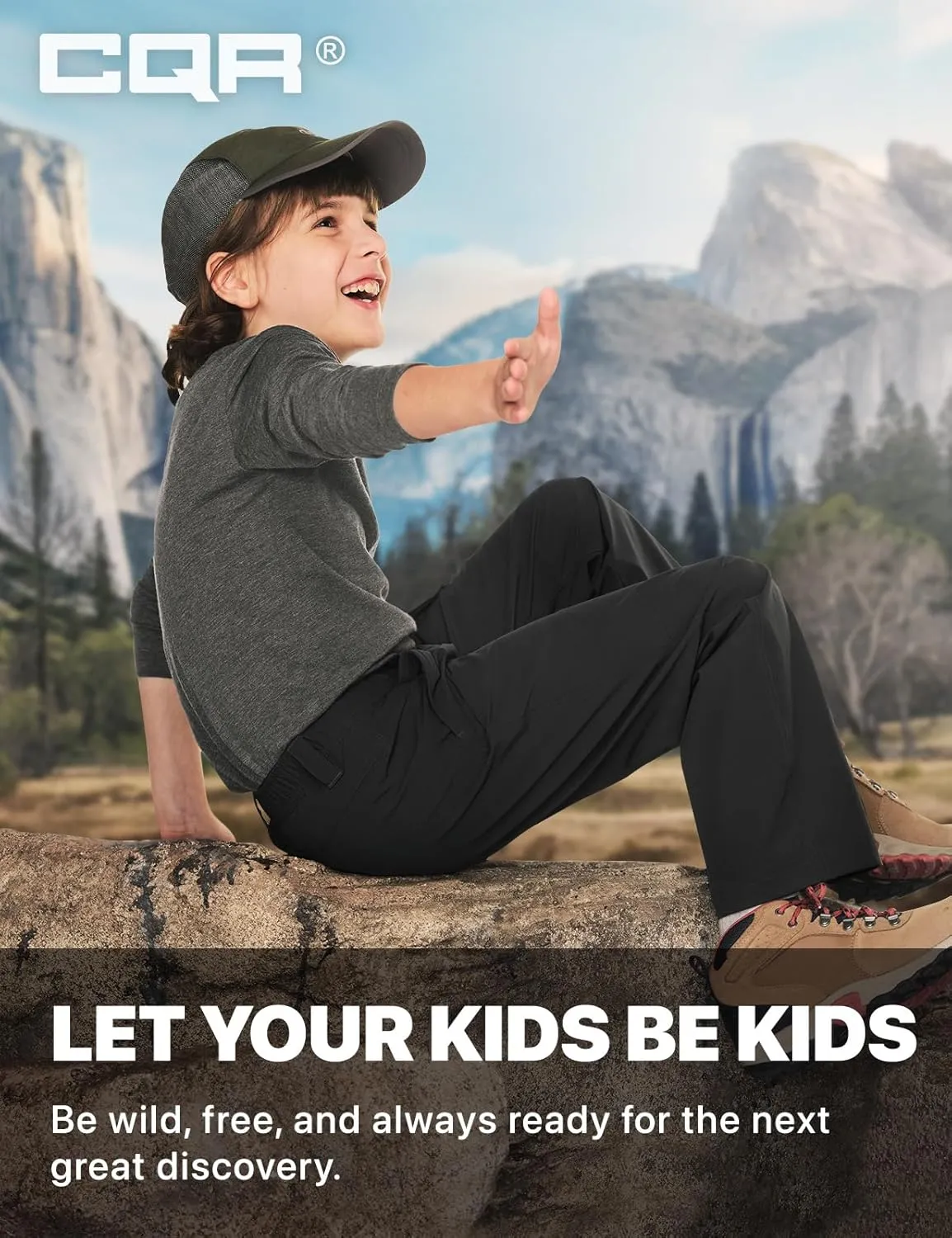 CQR Kids Youth Hiking Cargo Pants, UPF50  Quick Dry Outdoor Camping Pants