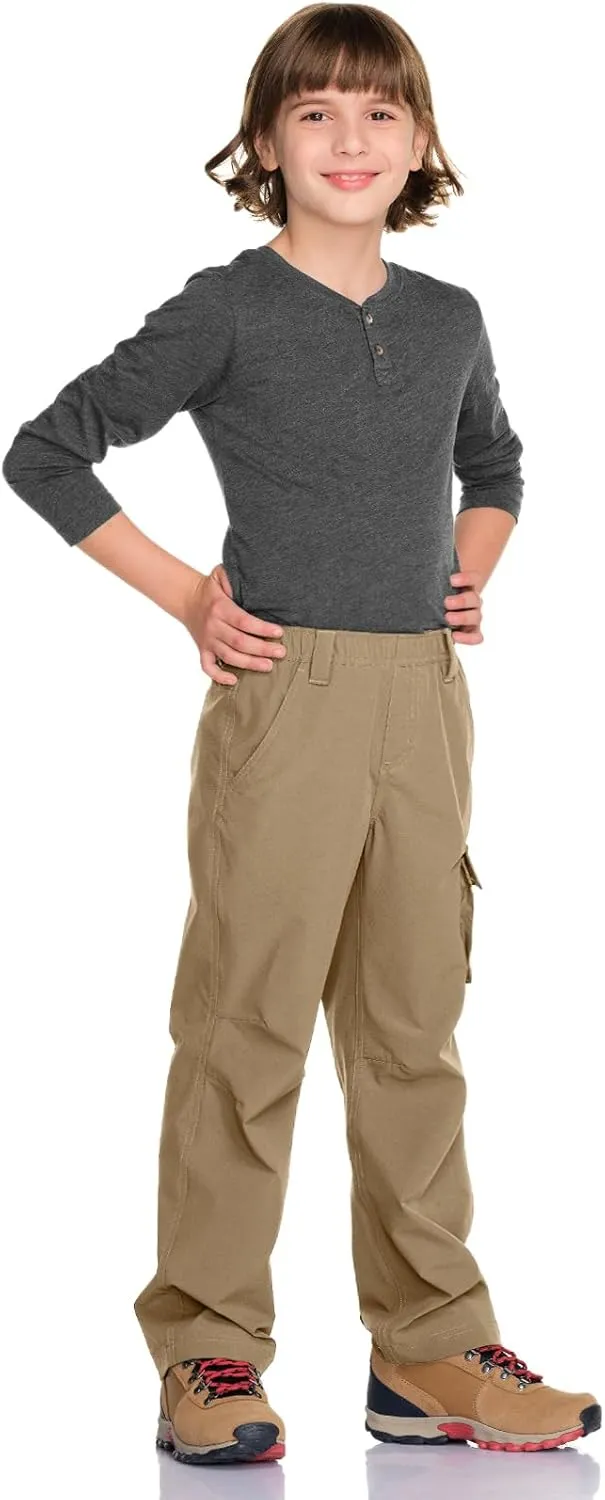 CQR Kids Youth Hiking Cargo Pants, UPF50  Quick Dry Outdoor Camping Pants