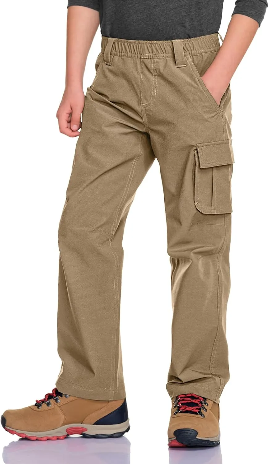 CQR Kids Youth Hiking Cargo Pants, UPF50  Quick Dry Outdoor Camping Pants