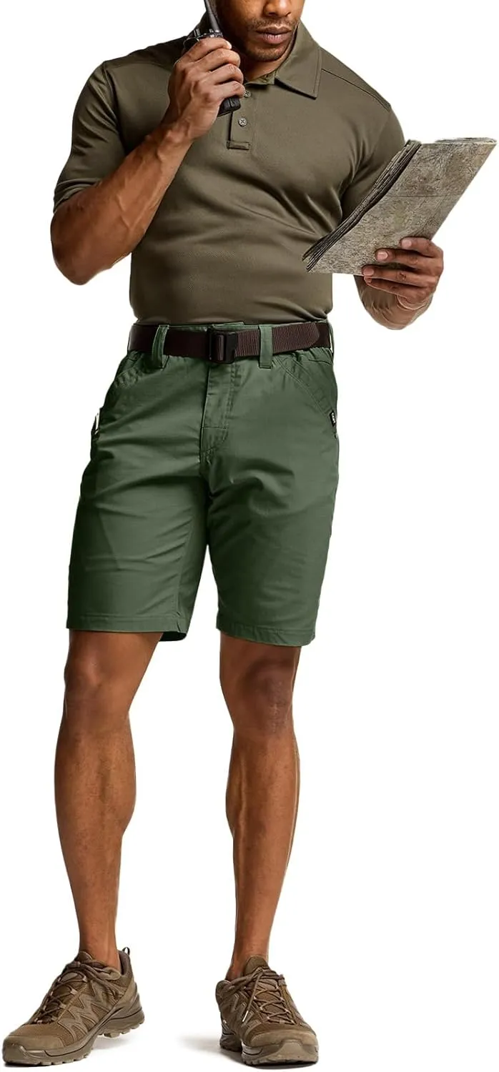 CQR Men's Flex Casual Cargo Shorts, Lightweight Water Resistant Golf Shorts, Stretch Tactical Work Shorts with Multi-Pocket