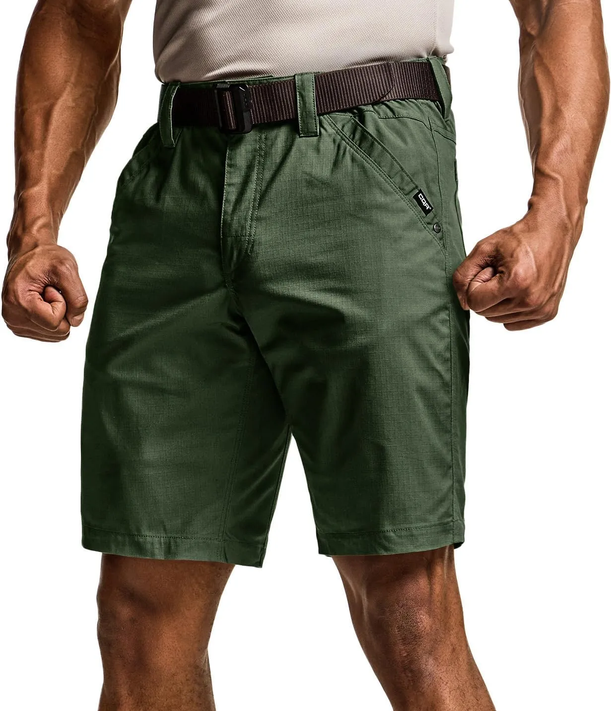 CQR Men's Flex Casual Cargo Shorts, Lightweight Water Resistant Golf Shorts, Stretch Tactical Work Shorts with Multi-Pocket