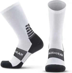 Crew Length Hiking Socks - Non-Wool Cushioned Hiking Trekking Socks for Women and Men - Mid-Calf Cold Weather Socks for Outdoor Sports as Hiking, Running, Camping (White, Medium)