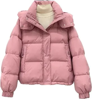 Dcvmvmn Women's Hooded Warm Soft Cotton Puffer Jacket Winter Casual Loose Down Parkas Coat Snow Wear Jackets