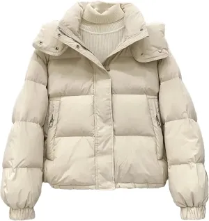 Dcvmvmn Women's Hooded Warm Soft Cotton Puffer Jacket Winter Casual Loose Down Parkas Coat Snow Wear Jackets