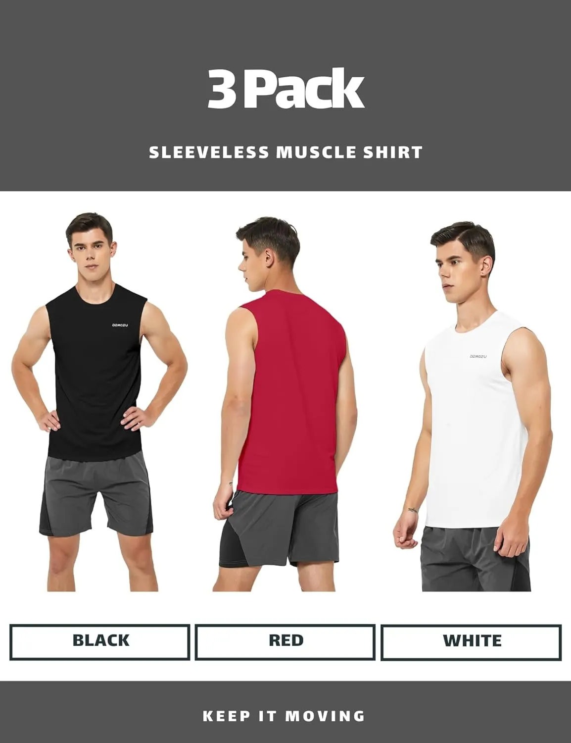 DEMOZU Men's Sleeveless Workout Swim Shirt Running Gym Athletic Muscle Tank Top Big and Tall