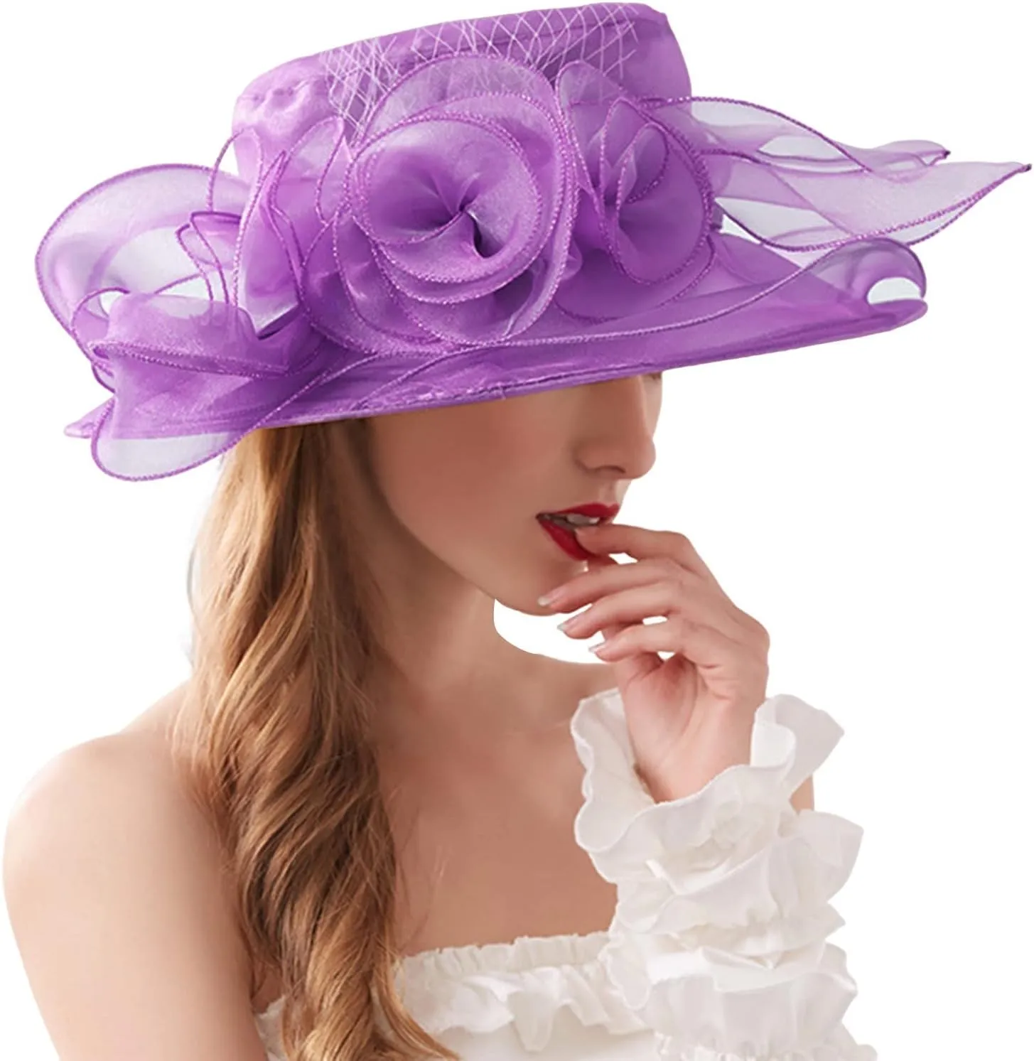 Derby Pillbox Wide Brim Church Hat Tea Party Fascinator Hat for Women for 𝙲ocktail Wedding 2025