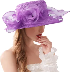 Derby Pillbox Wide Brim Church Hat Tea Party Fascinator Hat for Women for 𝙲ocktail Wedding 2025