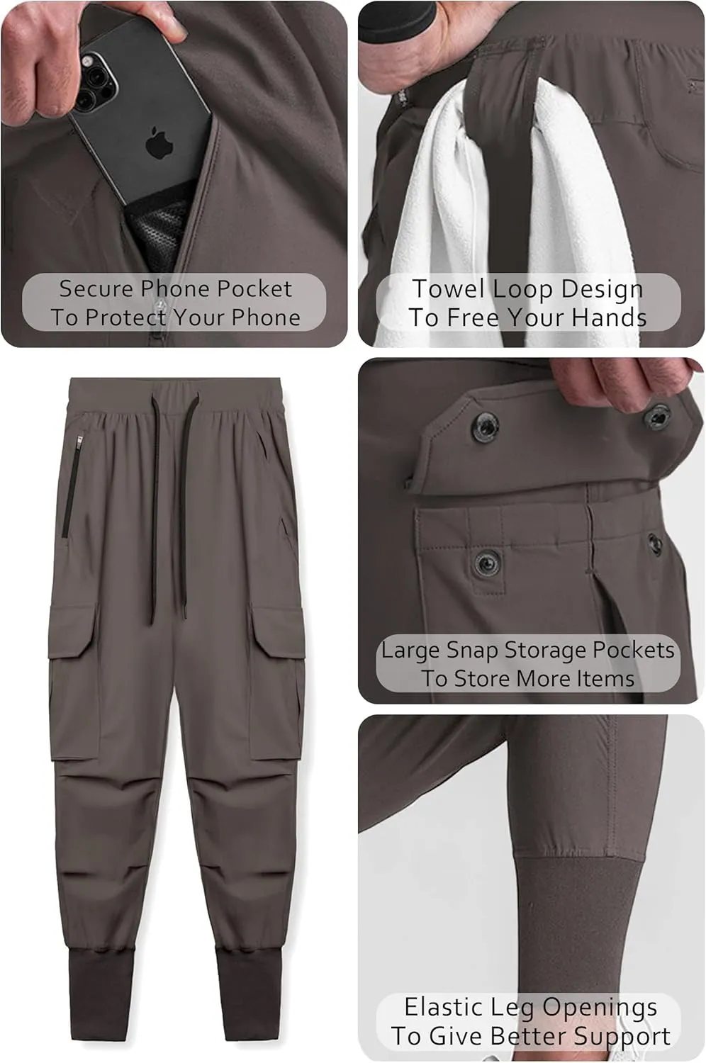 DIOTSR Mens Lightweight Joggers Pants, Cargo Athletic Sweatpants for Men, Slim Workout Pants with Pockets