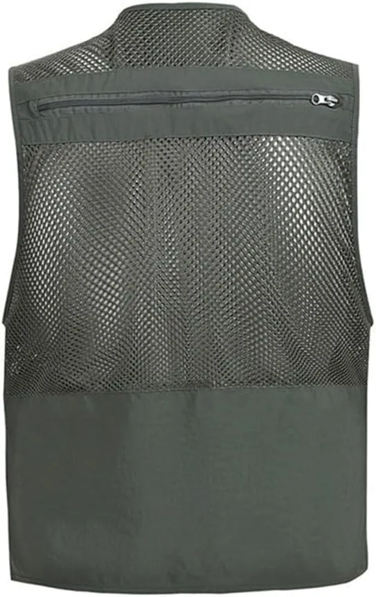 Dninmim Men's Fishing Vest Multi-Pocket Summer Breathable Mesh Sleeveless Jackets Top