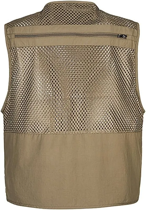 Dninmim Men's Fishing Vest Multi-Pocket Summer Breathable Mesh Sleeveless Jackets Top