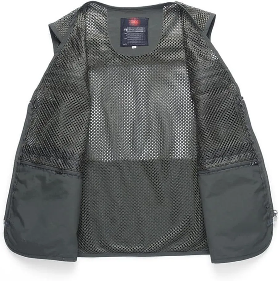 Dninmim Men's Fishing Vest Multi-Pocket Summer Breathable Mesh Sleeveless Jackets Top