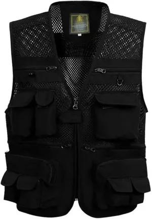 Dninmim Men's Fishing Vest Multi-Pocket Summer Breathable Mesh Sleeveless Jackets Top