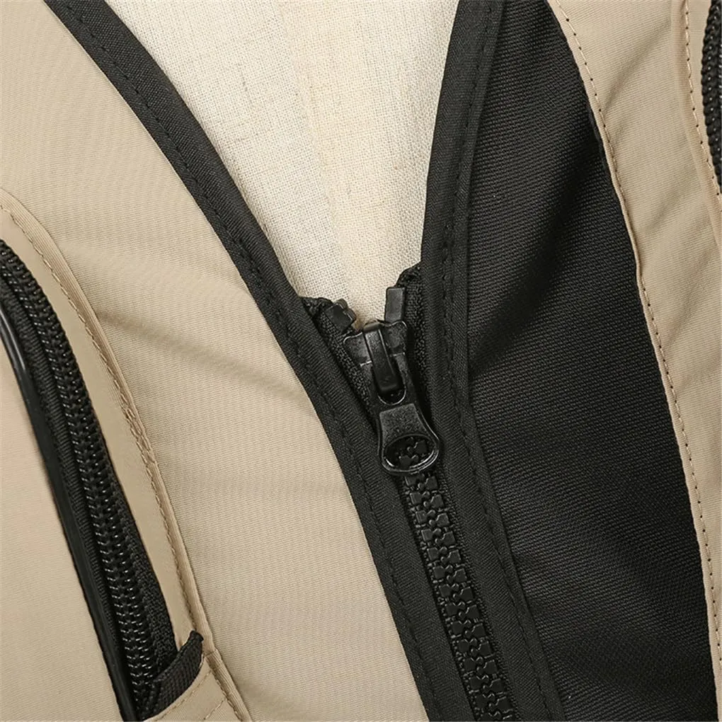Dninmim Men's Fishing Vest Stripe Detachable Multiple Pockets Jacket Breathable Comfortable Top