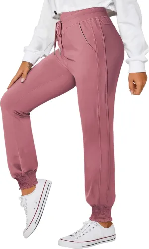 Dokotoo Womens High Waisted Lounge Joggers Elasticity Drawstring Side Pocket Casual Cuffed Casual Yoga Sweatpants