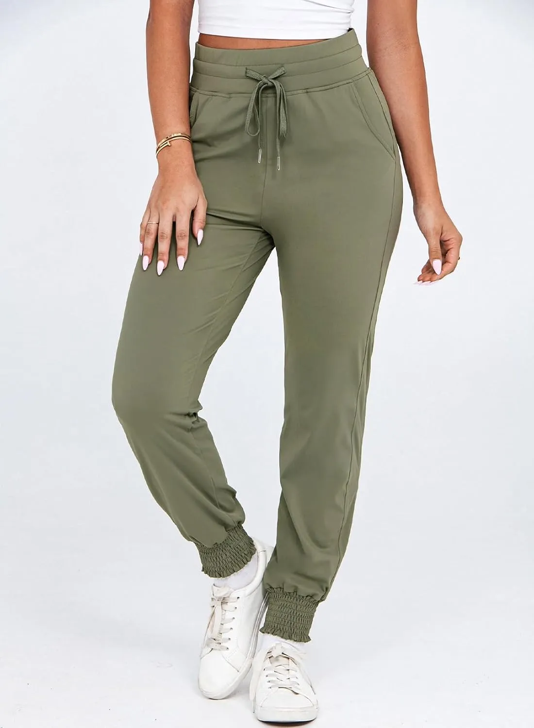Dokotoo Womens High Waisted Lounge Joggers Elasticity Drawstring Side Pocket Casual Cuffed Casual Yoga Sweatpants