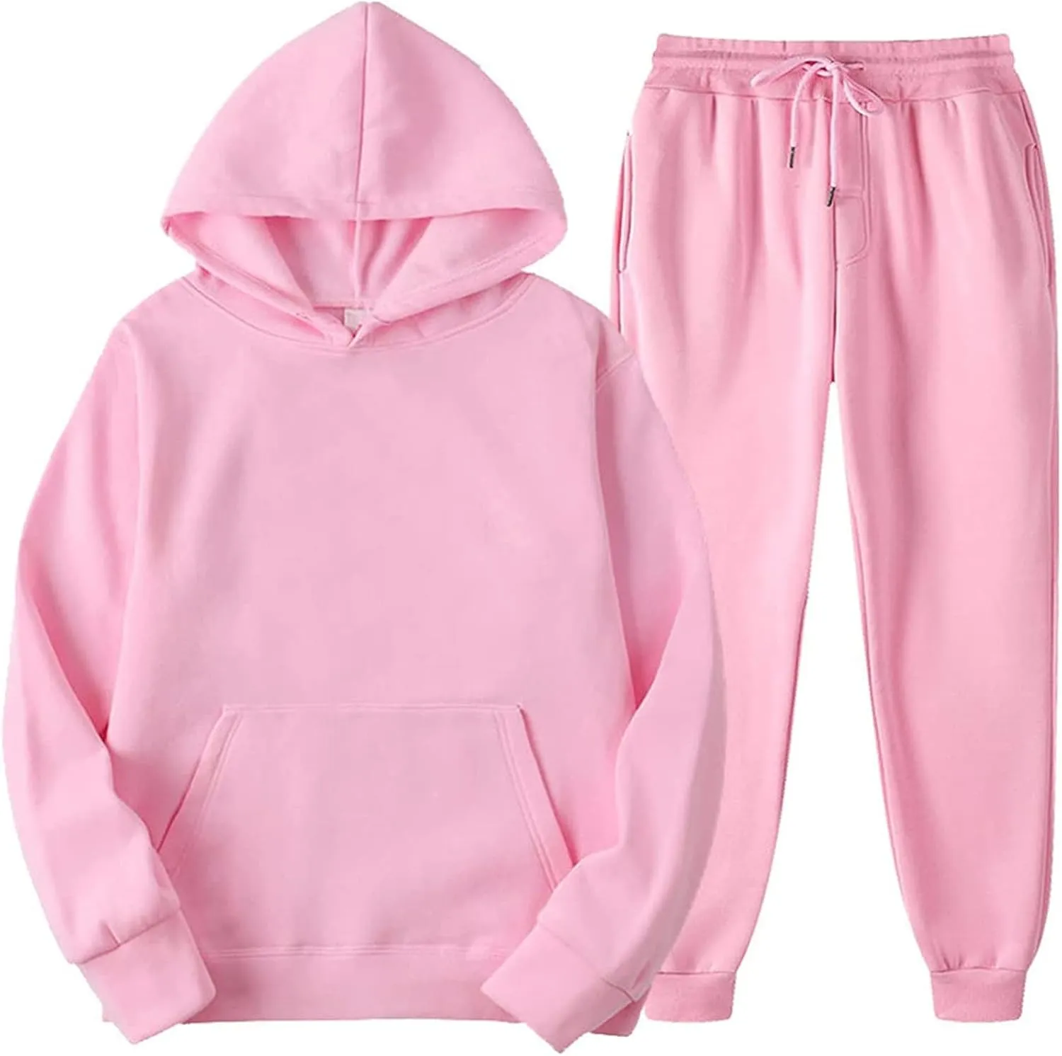 DuDubaby Men Thermal Hoodie Hooded Sportswear Two Piece Long Sleeved Pullover Hoodie Sweatshirt Sweatpants Set