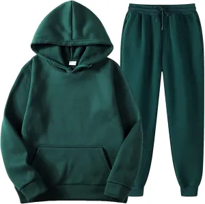 DuDubaby Men Thermal Hoodie Hooded Sportswear Two Piece Long Sleeved Pullover Hoodie Sweatshirt Sweatpants Set