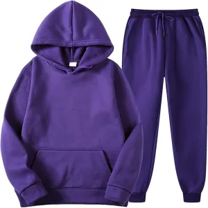 DuDubaby Men'S Hooded Sportswear Two-Piece Long Sleeved Pullover Hoodie Sweatshirt Sweatpants Set