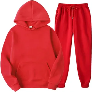 DuDubaby Men'S Hooded Sportswear Two-Piece Long Sleeved Pullover Hoodie Sweatshirt Sweatpants Set