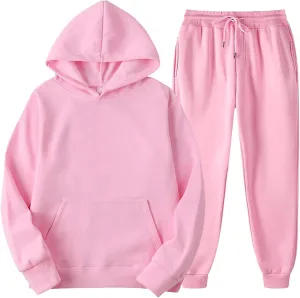 DuDubaby Men'S Hooded Sportswear Two-Piece Long Sleeved Pullover Hoodie Sweatshirt Sweatpants Set