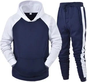 DuDubaby Men'S Hooded Sportswear Two-Piece Long Sleeved Pullover Hoodie Sweatshirt Sweatpants Set
