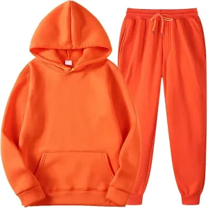 DuDubaby Men'S Hooded Sportswear Two-Piece Long Sleeved Pullover Hoodie Sweatshirt Sweatpants Set