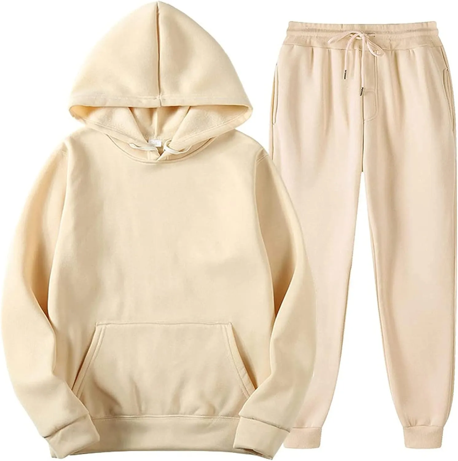 DuDubaby Men'S Hooded Sportswear Two-Piece Long Sleeved Pullover Hoodie Sweatshirt Sweatpants Set