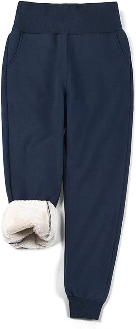 ebossy Women's Winter Warm Sherpa Lined High Waist Fleece Sweatpant Joggers
