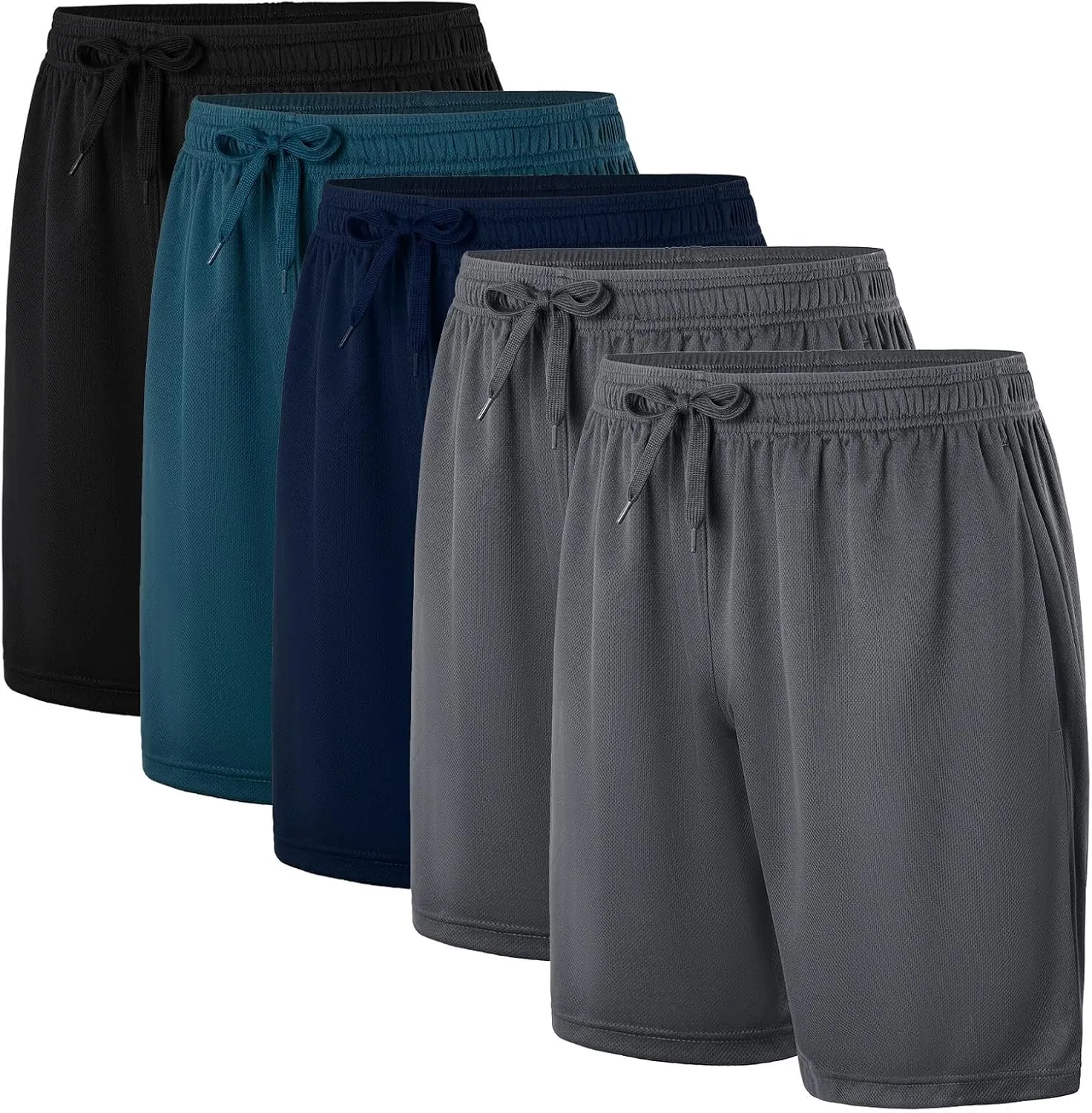 Facitisu Men Athletic Shorts Pack Lightweight Activewear Quick Dry Elastic Waistband Workout Shorts