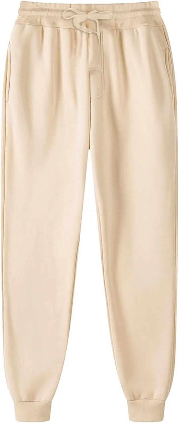 Fleece Lined Cinch Bottom Sweatpants Womens Sweatpants with Pockets Baggy Casual Cuffed Cozy High Waisted Joggers