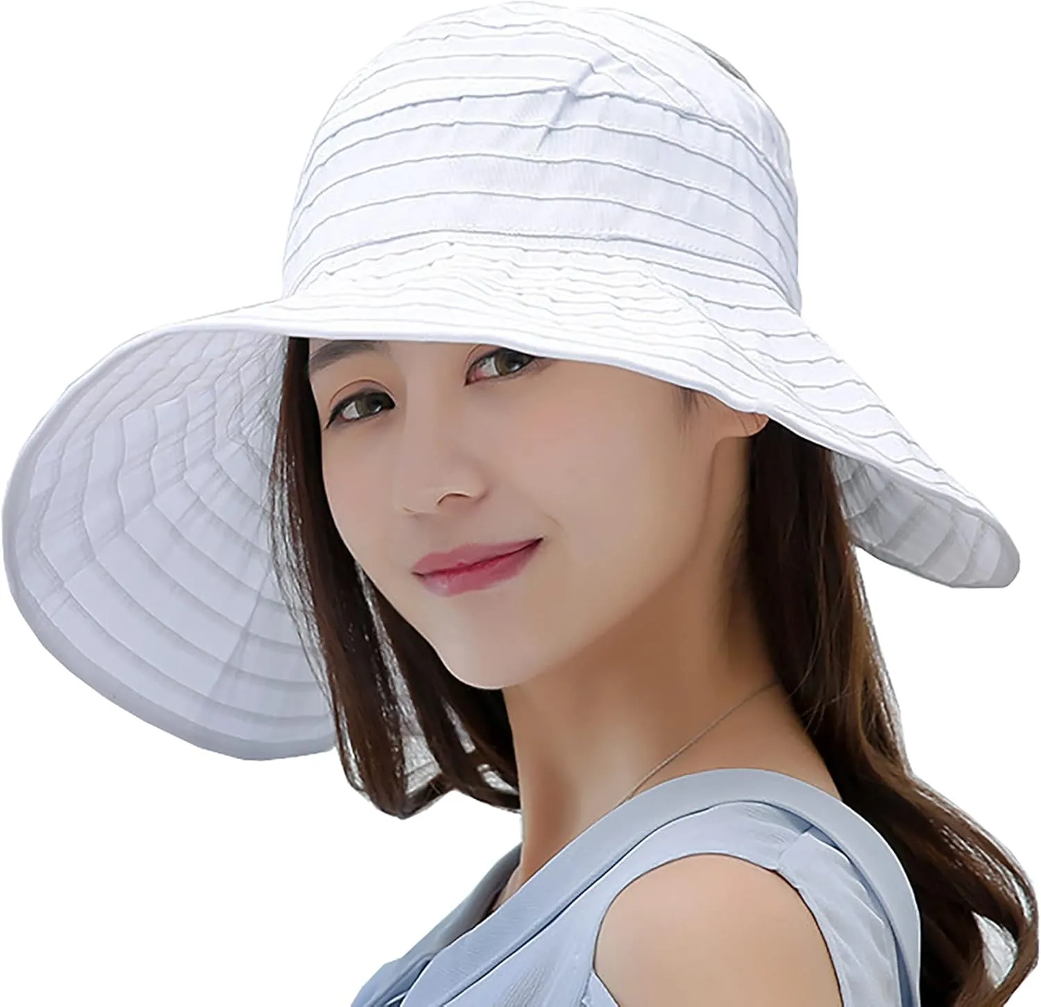 Foldable Empty Top Sun Cap,Summer Outdoor Wide Brim Sunscreen Beach Hat Ponytail Visors