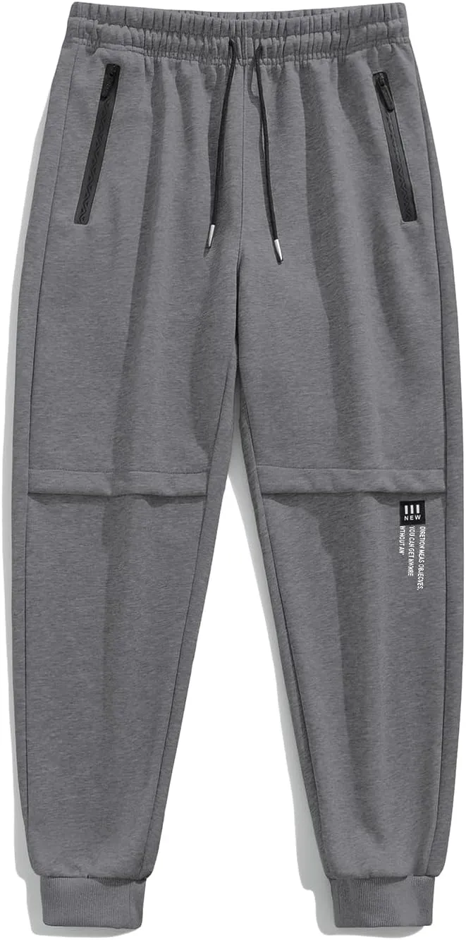 FoxQ Men's Sweatpants with Ankle Ribbing and Zipper Pockets, Athletic Joggers for Workouts, Runs and Hikes