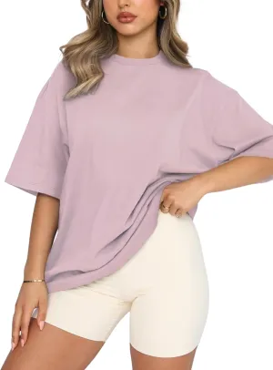 FUPHINE Womens T Shirts Loose Fit Casual Soft Cotton Crewneck Tops Short Sleeve Basic Tee Shirt
