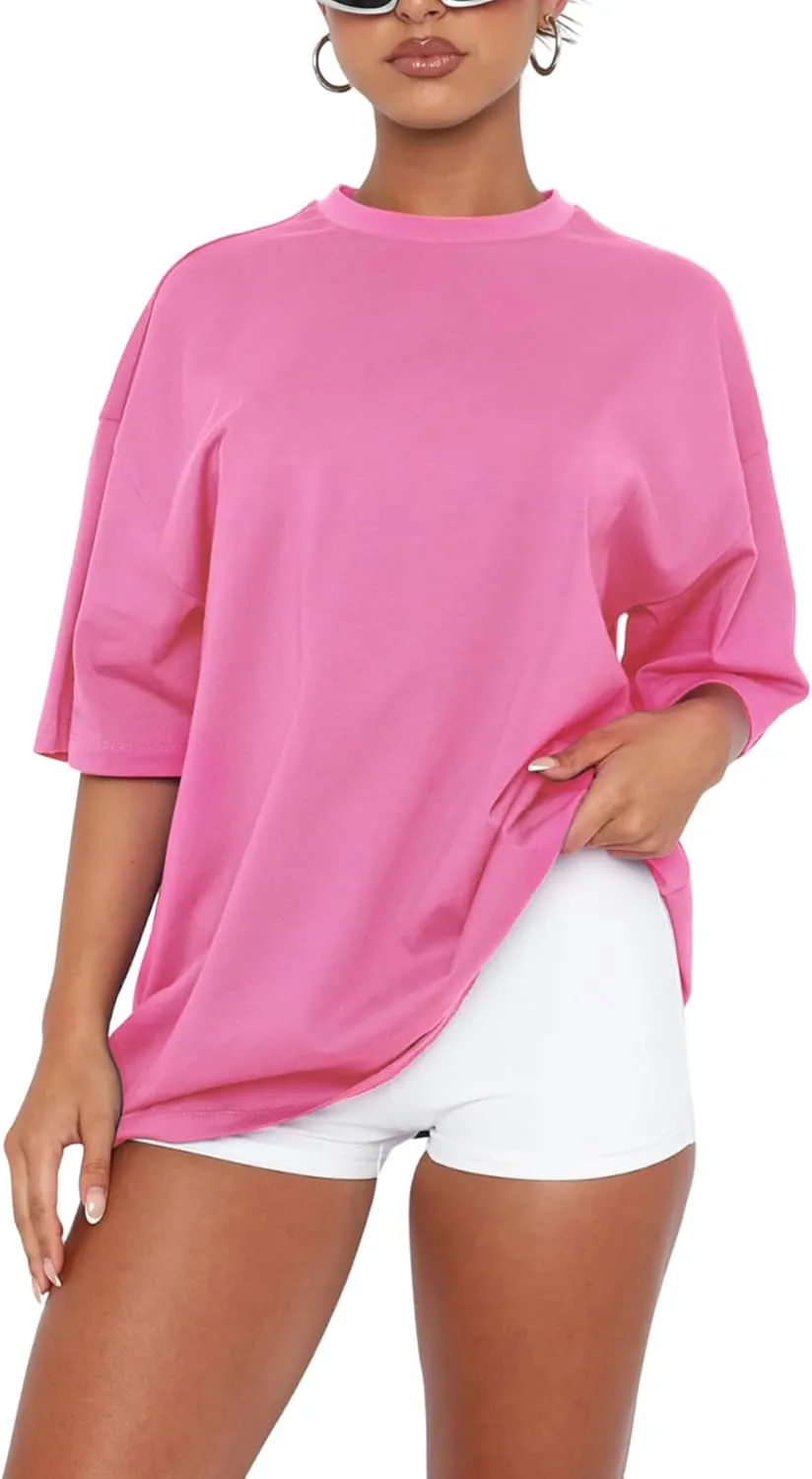 FUPHINE Womens T Shirts Loose Fit Casual Soft Cotton Crewneck Tops Short Sleeve Basic Tee Shirt