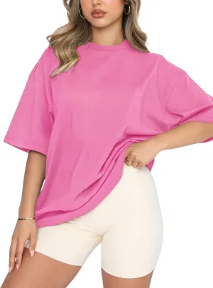 FUPHINE Womens T Shirts Loose Fit Casual Soft Cotton Crewneck Tops Short Sleeve Basic Tee Shirt