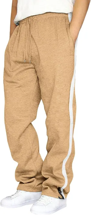 GIERIDUC Men's Twill Relaxed Fit Cargo Pant Wide Leg Tracksuit Bottoms Mens Fashion Dress Pants Black and White Leggings