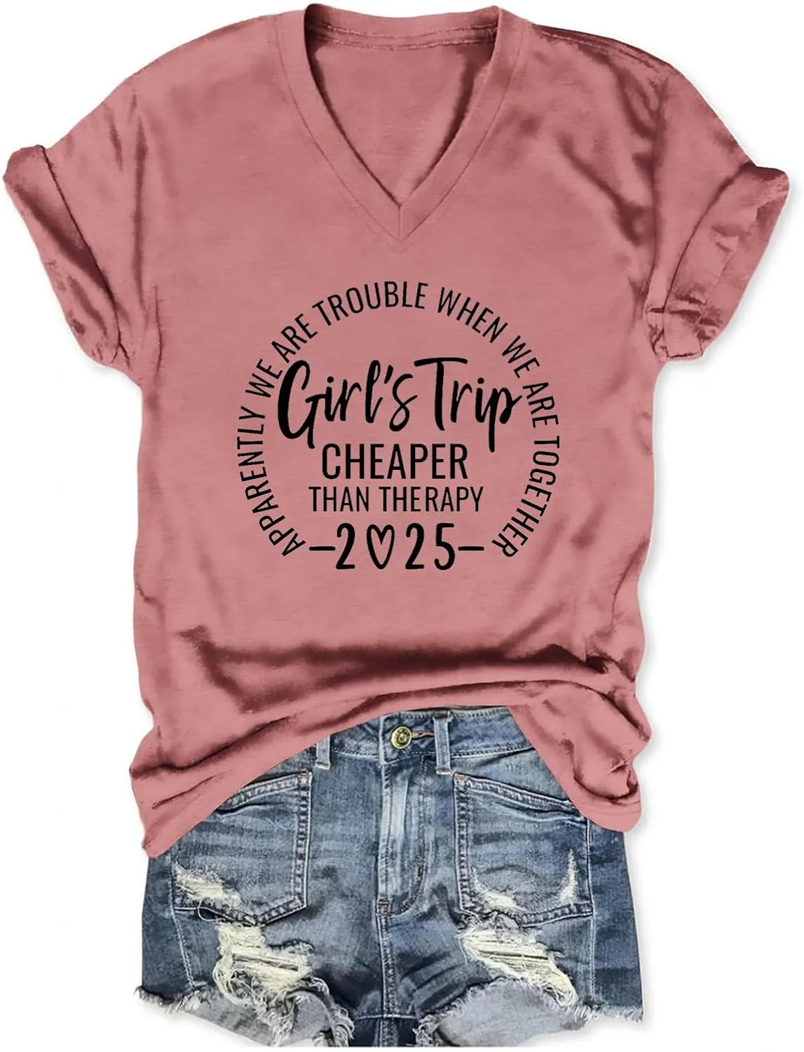 Girls Trip T Shirts for Women 2025 Funny Travel V Neck Tshirt Short Sleeve Tees Tops Soft Cotton T-Shirts