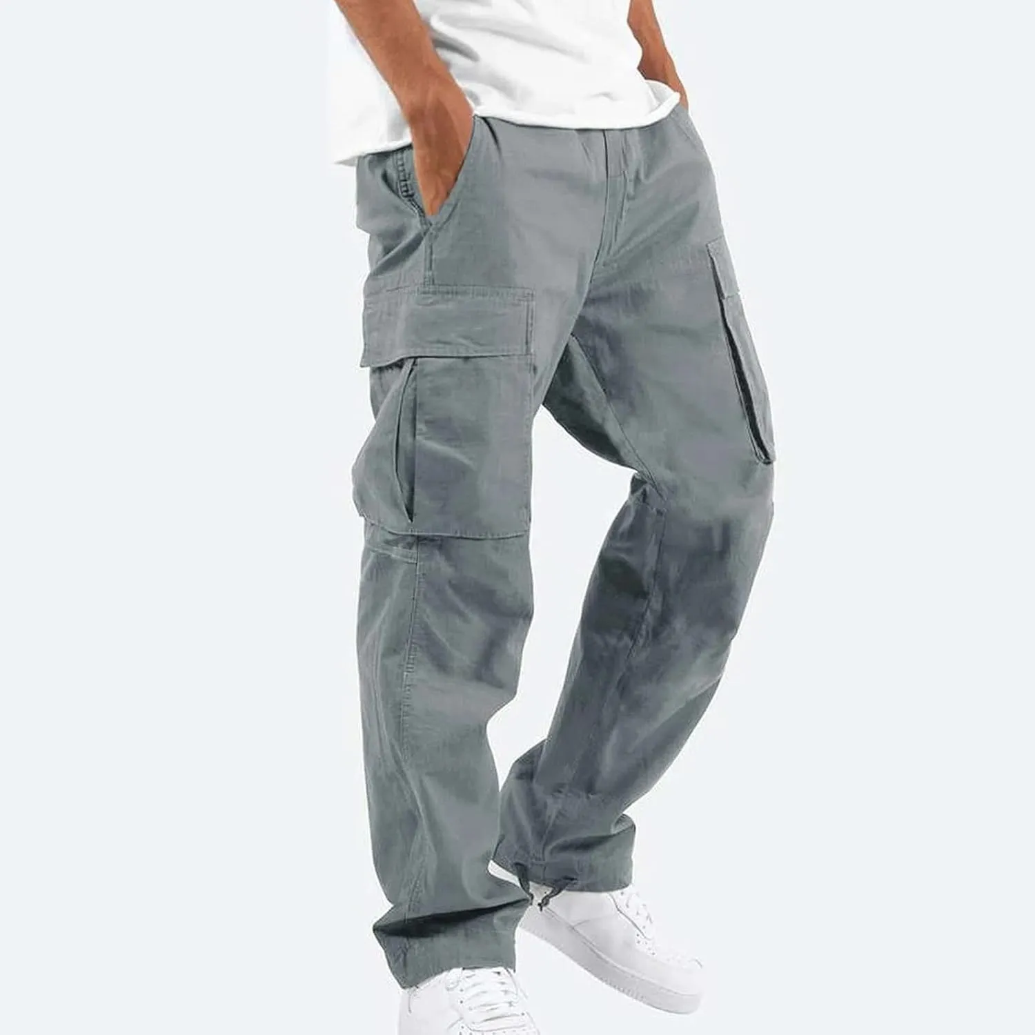 GOFULY Mens Cargo Pants Baggy Fashion Sweatpants with Pockets and Draw String with Pocket Casual Pants Joggers Trousers