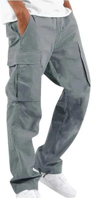 GOFULY Mens Cargo Pants Baggy Fashion Sweatpants with Pockets and Draw String with Pocket Casual Pants Joggers Trousers