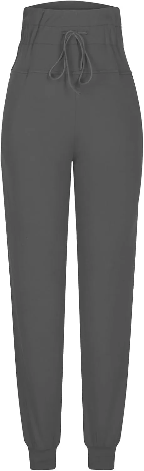 Gumipy Womens Joggers with Pockets Drawstring High Waisted Stretchy Sweatpants Soft Comfy Yoga Pants Tapered Lounge Pants