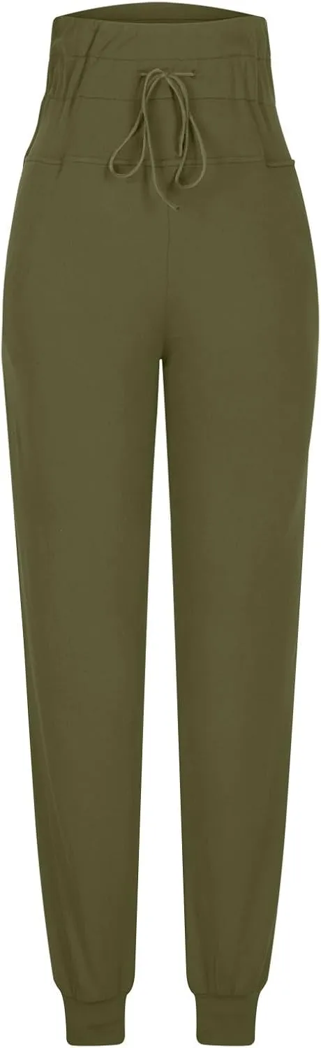 Gumipy Womens Joggers with Pockets Drawstring High Waisted Stretchy Sweatpants Soft Comfy Yoga Pants Tapered Lounge Pants