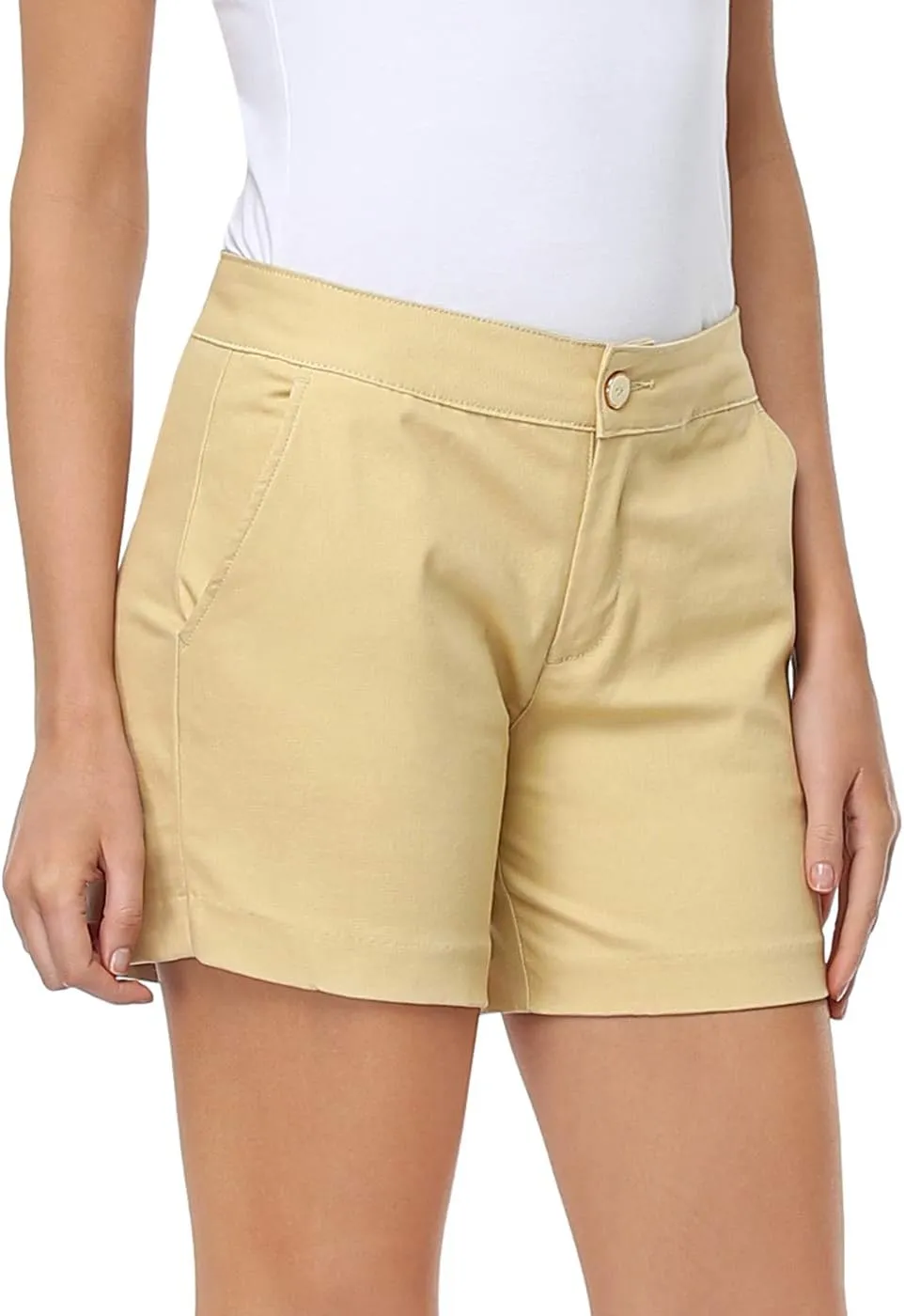 HDE Chino Shorts for Women 5" Inseam High Waisted Casual Stretch Summer Shorts
