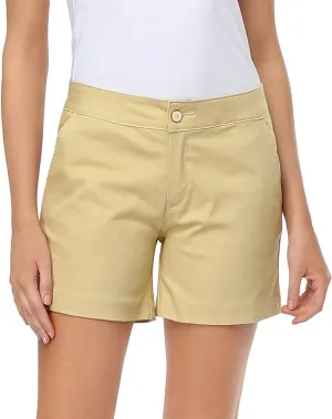 HDE Chino Shorts for Women 5" Inseam High Waisted Casual Stretch Summer Shorts